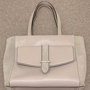 KATE SPADE Roselyn Hunts Place Moussfrost Leather Large Tote Taupe Blush Gold